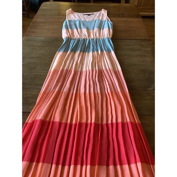 Tommy Hilfiger Spring Summer Long Blouson Maxi Dress Peachy Beachy Preppy Size 6 - Picture 6 of 14